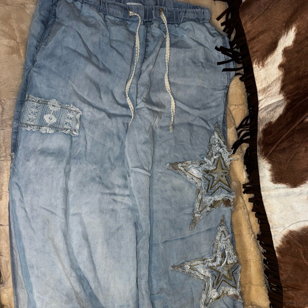 Star Patch Denim Joggers - image 2